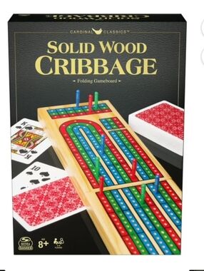 Solid Wood Cribbage Folding Board Game with Playing Cards